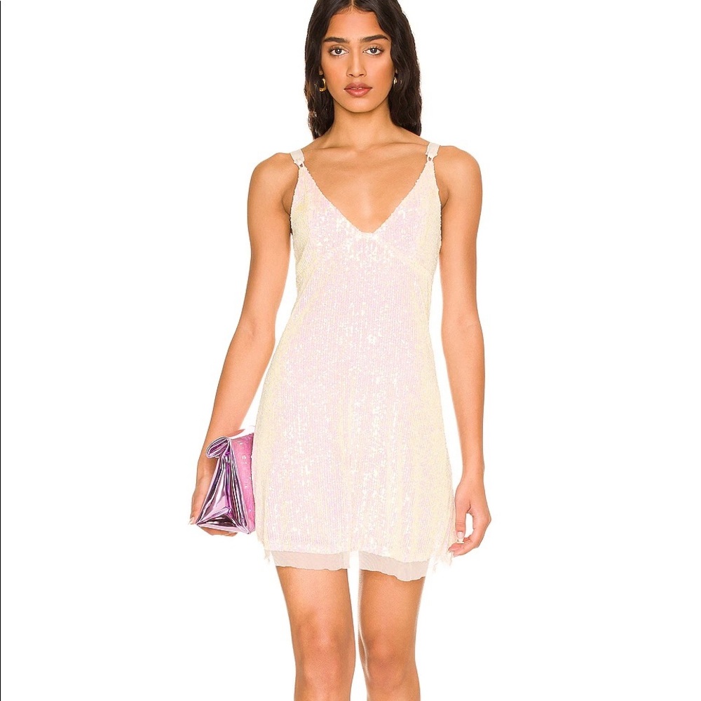 NWOT Free People Gold Rush Mini Dress Sequins White